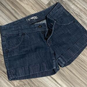 Express Button Fly Dark Denim, Size 6
